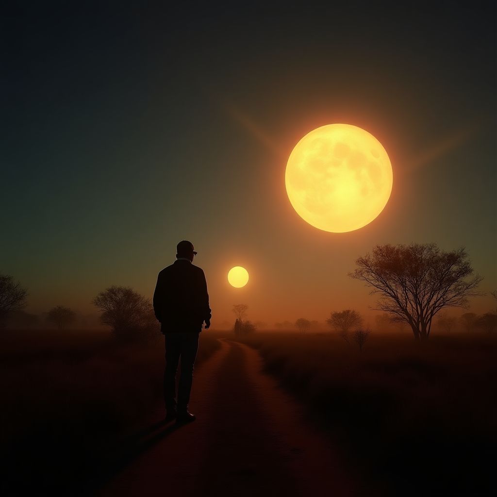 Mysterious Min Min Lights hovering over outback landscape